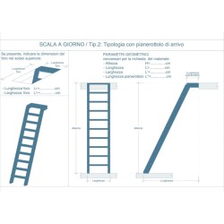 Scala in legno lamellare per accesso a soppalchi e soffitte con gradini da 12 cm